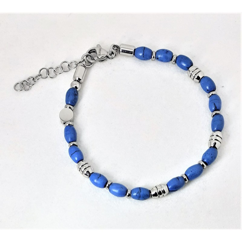 Bracciale Uomo Ananda Steel In Acciaio Con Pietre Turchese AXBR12 T