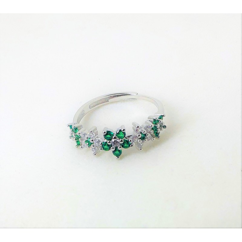 Anello Donna Gioja Argento Con Zirconi Verdi E trasparenti CAN59 V