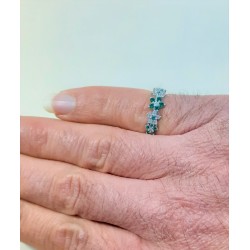 Anello Donna Gioja Argento Con Zirconi Verdi E trasparenti CAN59 V