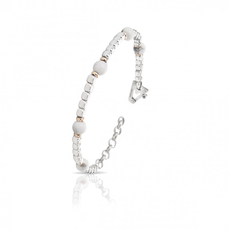 Bracciale Uomo ARKANO In Argento Con Sfere In Agata Bianca Venata ABBAB3