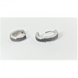 Orecchini Uomo Lotus Style A Cerchio Con Smalto Nero LS2159/4/1