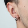 Orecchini Uomo Lotus Style A Cerchio Con Smalto Nero LS2159/4/1