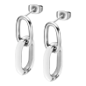 Orecchini Donna Lotus Style In Acciaio A Catena Con Smalto Bianco LS2330/4/3