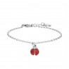 Bracciale Bimba Luca Barra JB124 In Acciaio Con Coccinella E Strass Rossi