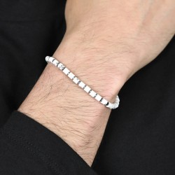 Bracciale Uomo Luca Barra BA1530 In Acciaio Con Cilindri Bianchi