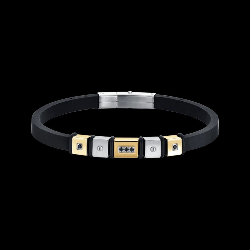 Bracciale Uomo Luca Barra BA1560 In Caucciù Con Elementi In Acciaio