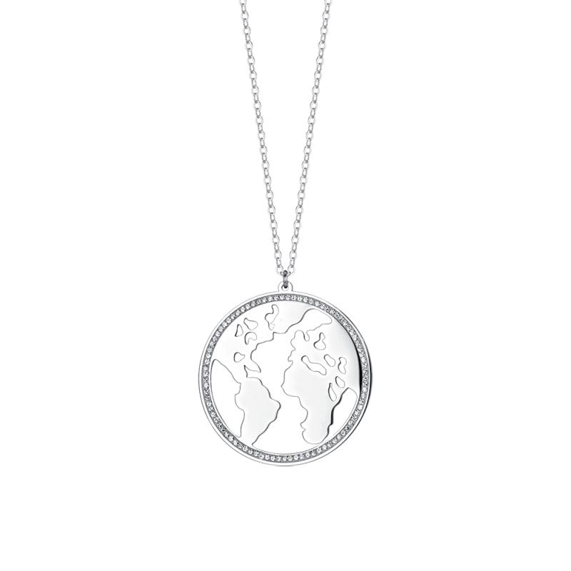 Collana Lunga Donna Luca Barra CK1900 Con Pendente Con Cartina Geografica