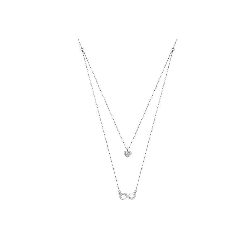 Collana Donna Lotus Silver LP1680-1/3 A Doppio Filo Con Cuore E Infinito