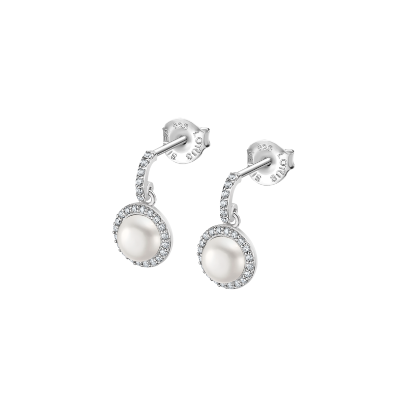 Orecchini Donna Lotus Silver LP3480-4/1 In Argento Pendenti Con Perla Bianca
