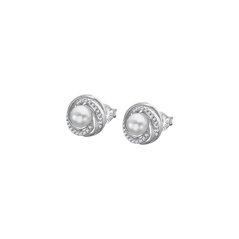 Orecchini Donna Lotus Silver LP3095-4/1 In Argento A Bottone Con Perla