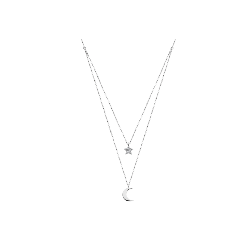 Collana Donna Lotus Silver LP1680-1/4 A Doppio Filo Con Luna E Stella
