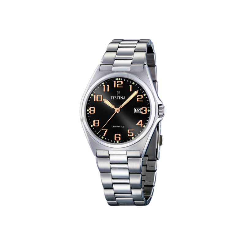 Orologio Uomo Festina F16374/8 Classico Con Quadrante Nero E Cinturino Acciaio