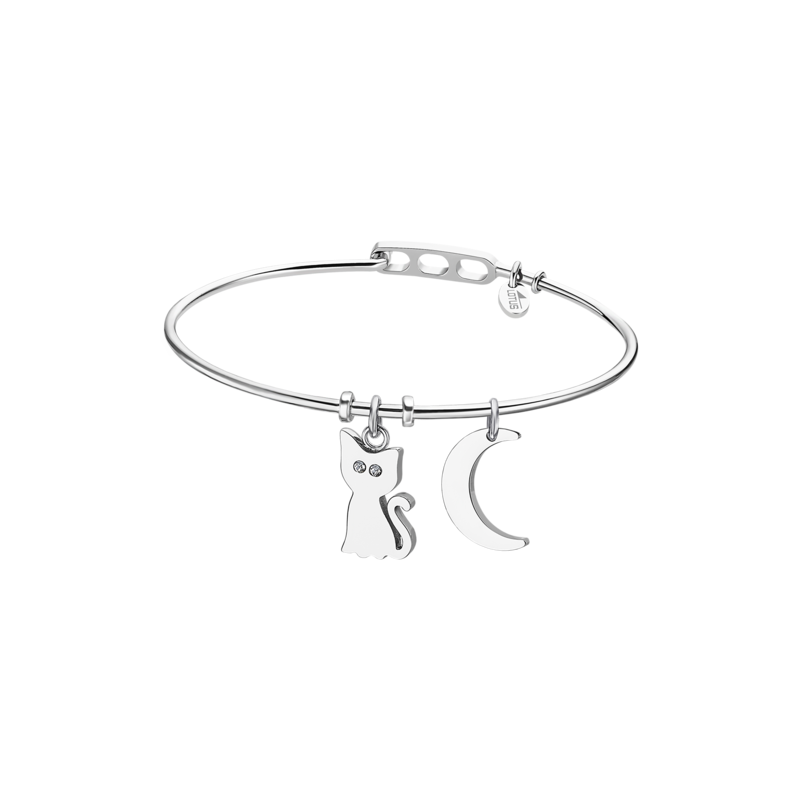 Bracciale Donna Lotus Style LS2035/2/1 Rigido In Acciaio Con Luna E Gatto