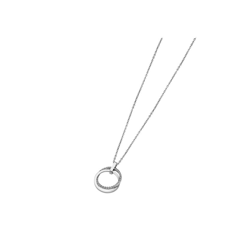 Collana Donna Lotus Style LS1780/1/1 In Acciaio Con Pendente Cerchi E Strass