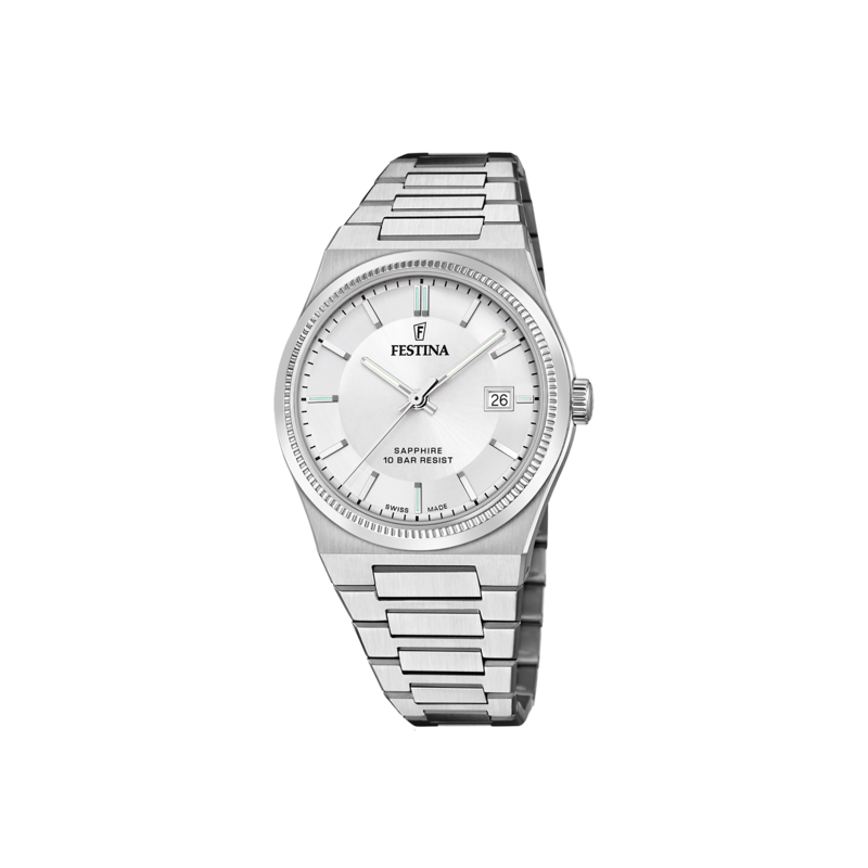 Orologio Uomo Festina F20034/1 Solo Tempo In Acciaio Con Vetro Zaffiro