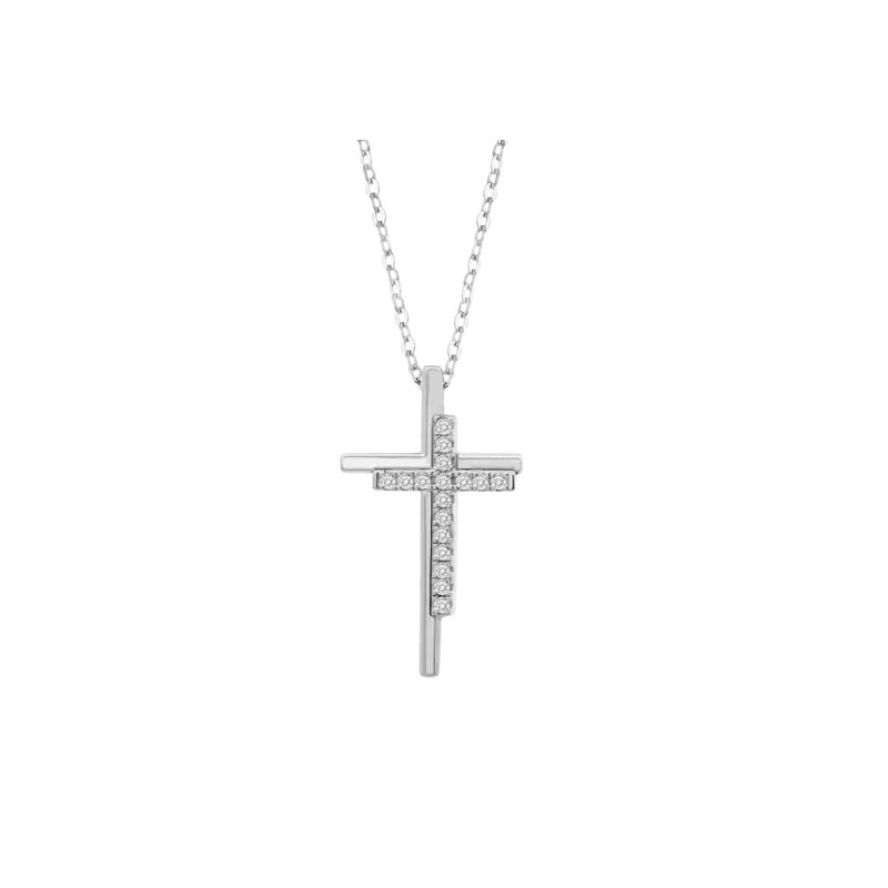 Collana Donna Lotus Silver LP3624-1/1 In Argento Con Croce E Zirconi
