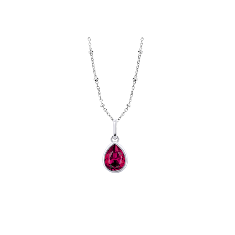 Collana Donna Lotus Silver LP3563-1/3 Con Zircone Fucsia A Goccia