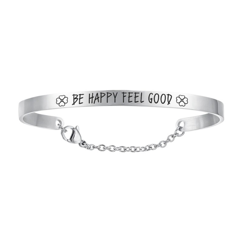 Bracciale Rigido Donna Luca Barra BK2101 Con Scritta "BE HAPPY FEEL GOOD"