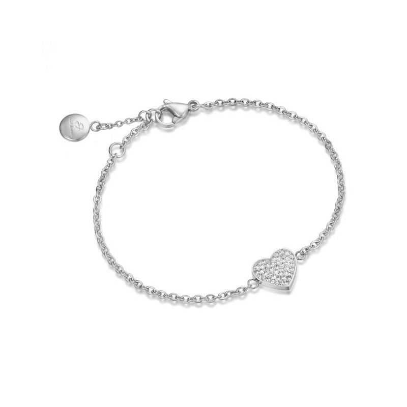 Bracciale Donna Luca Barra BK1495 In Acciaio Con Cuore E Strass