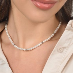 Collana Donna Luca Barra CK1936 In Acciaio Con Perle Sintetiche Bianche