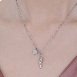 Collana Donna Luca Barra CK1516 Con Cornetto Portafortuna E Cuore