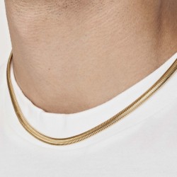 Collana Uomo Luca Barra CL275 In Acciaio Dorato Tipo Coda Di Topo Schiacciata