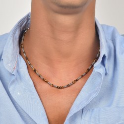 Collana Uomo Luca Barra CL304 In Acciaio Con Sfere Occhio Di Tigre