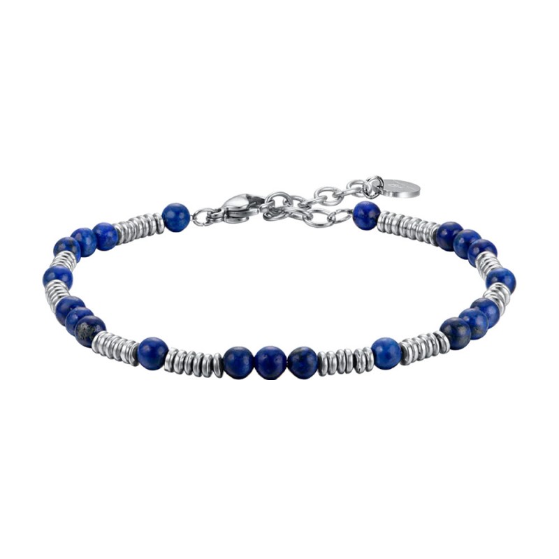 Bracciale Uomo Luca Barra BA1595 In Acciaio Con Sfere In Lapislazzuli