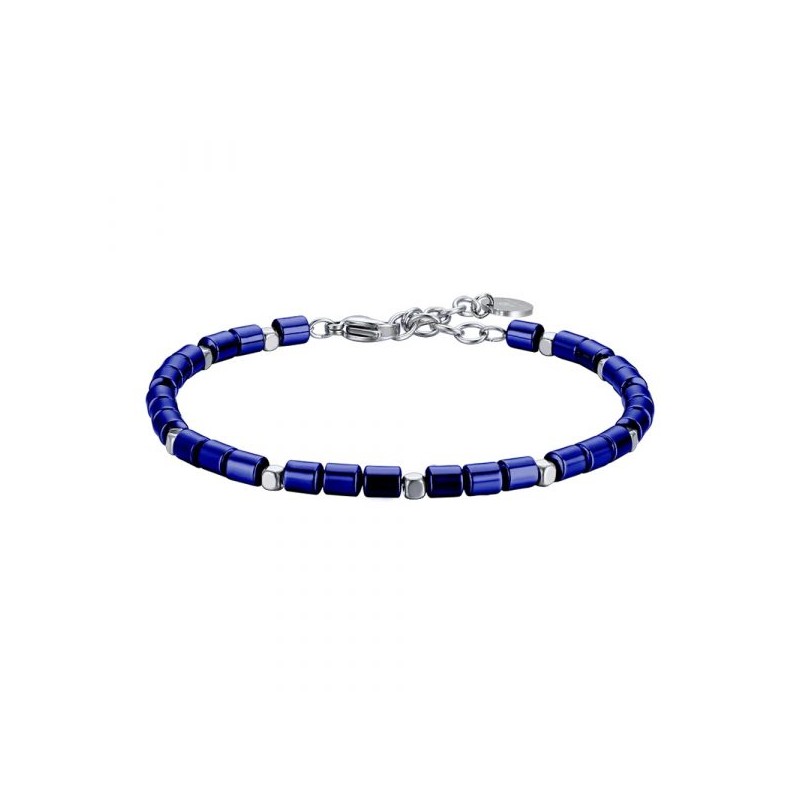Bracciale Uomo Luca Barra BA1596 In Acciaio Con Elementi Blu