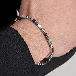 Bracciale Uomo Luca Barra BA1172 In Acciaio Con Pietre Multicolore