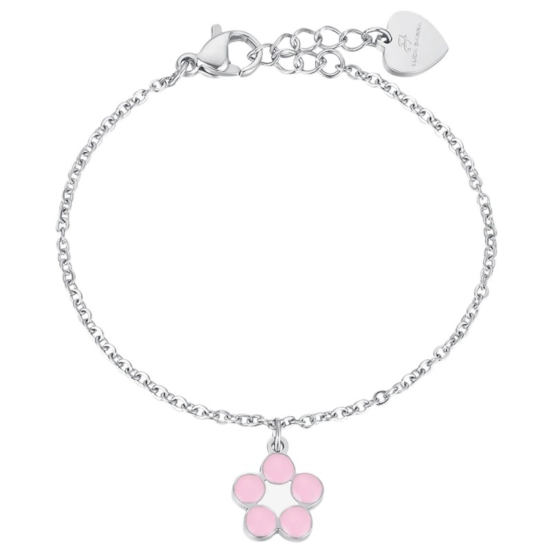 Bracciale Bimba Luca Barra JB104 In Acciaio Con Fiore Pendente